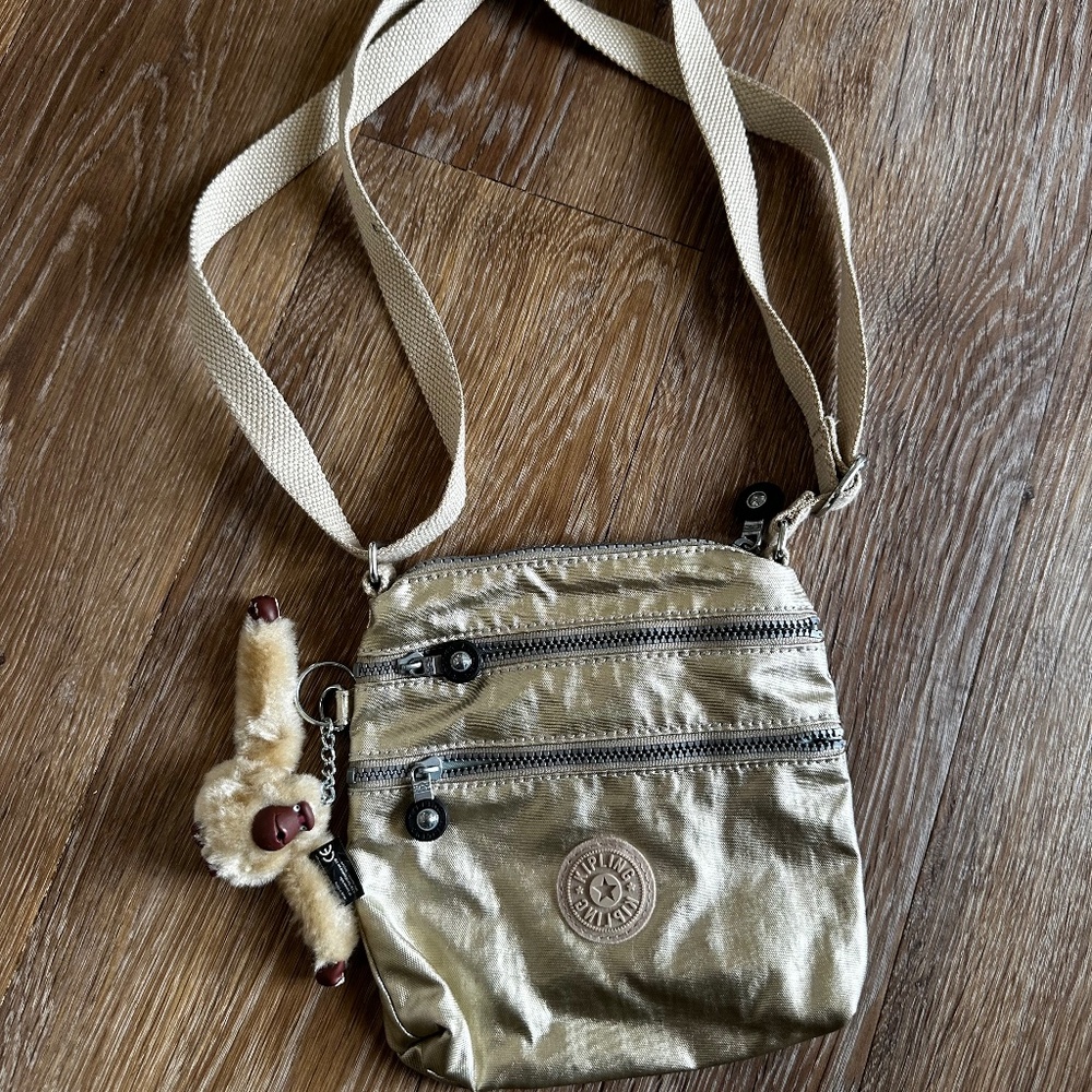 Kipling Keiko Crossbody Bag in a metallic gold finish